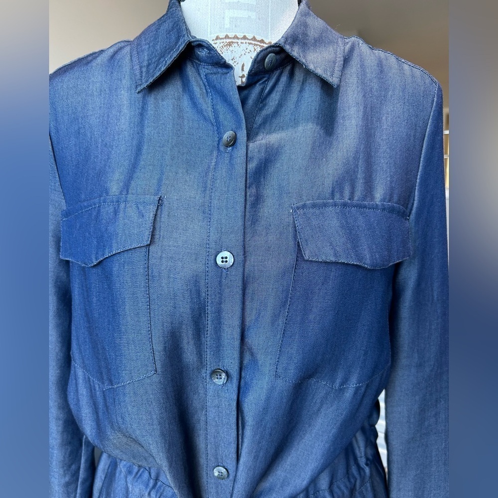 Johnston & Murphy 100% Tencel Blue Jumper Shirt Dress size XS - Picture 2 of 13